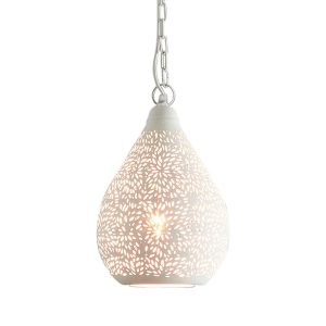 Aquarius Perforated Teardrop Pendant Small Matt White - ZAF10225WH