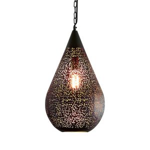 Aquarius Perforated Teardrop Pendant Medium Matt Black - ZAF10226BK