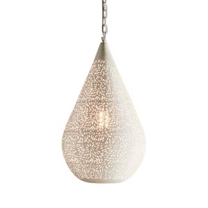 Aquarius Perforated Teardrop Pendant Medium Matt White - ZAF10226WH