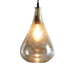 Lustre Teardrop 1 Light Stone Effect Glass Pendant Pale Green - ZAF10342