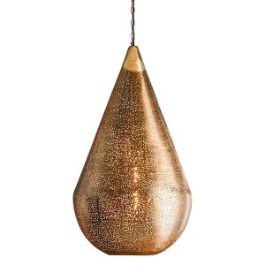 Aquarius Perforated Teardrop Pendant Large Antique Brass - ZAF10417