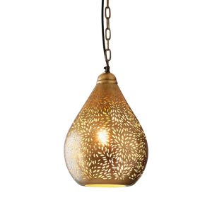 Aquarius Perforated Teardrop Pendant Small Antique Brass - ZAF10419