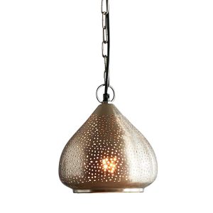 Neptune 1 Light Perforated Raindrop Pendant Small Nickel - ZAF11073