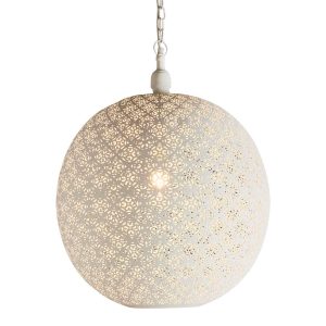 Callisto 1 Light Perforated Round Pendant White - ZAF11094