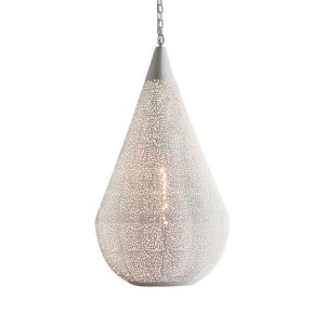 Aquarius Perforated Teardrop Pendant Large Matt White - ZAF11098WH