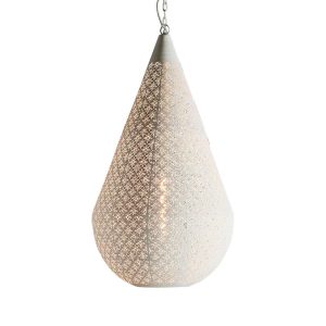 Europa 1 Light Perforated Teardrop Pendant Large White - ZAF11099