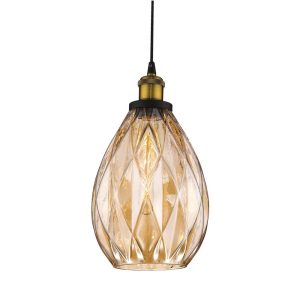 Evelyn 1 Light Glass Pendant Amber - 31350