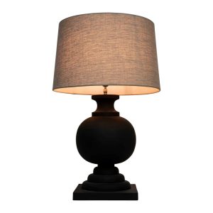 Coach Wood Table Lamp Black With Shade - ELDOMR-2356BLK