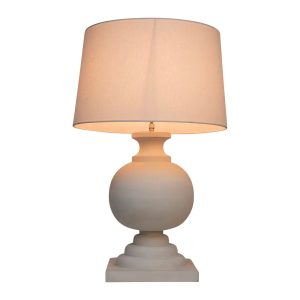 Coach Wood Table Lamp White With Shade - ELDOMR-2356WH