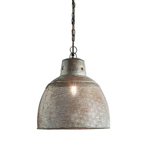 Riva Perforated Iron Dome Pendant Small Zinc - ZAF10104