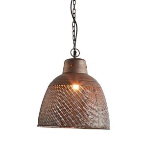 Riva Perforated Iron Dome Pendant Small Antique Copper - ZAF10105