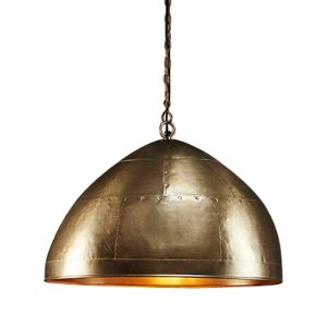 P51 Iron Riveted Dome Pendant Medium Antique Brass - ZAF10168BR