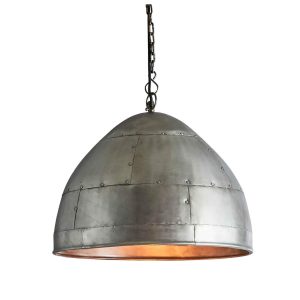 P51 Iron Riveted Dome Pendant Medium Zinc - ZAF10168ZC