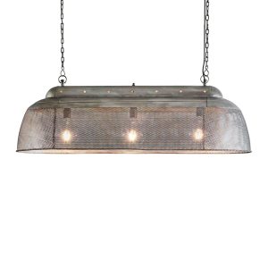 Riva Perforated Iron Dome Pendant Long Zinc - ZAF10326