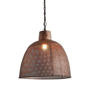 Riva Perforated Iron Dome Pendant Medium Antique Copper - ZAF10327