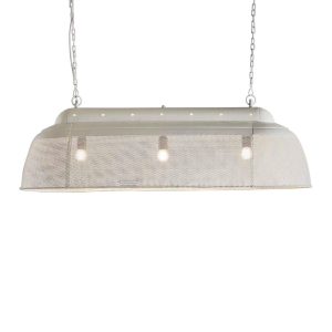 Riva Perforated Iron Dome Pendant Long Matt White - ZAF10335