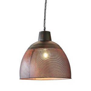 Riva Perforated Iron Dome Pendant Medium Black/Gold - ZAF10504