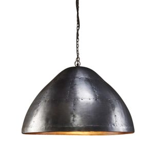 P51 Iron Riveted Dome Pendant Large Zinc - ZAF11044ZC