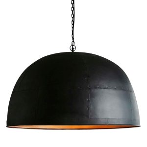 Noir Iron Dome Pendant Large Matt Black/Gold - ZAF11045GD