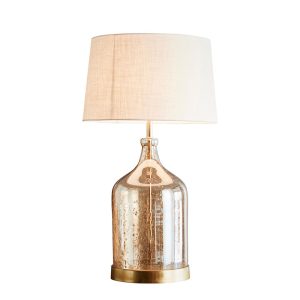 Lustre Flagon Stone Effect Glass Table Lamp Pale Gold With Shade - ZAF14112