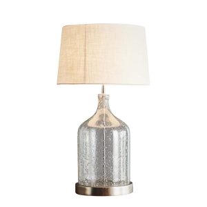 Lustre Flagon Stone Effect Glass Table Lamp Clear With Shade - ZAF14114