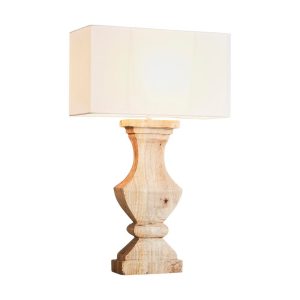 Gilbert Rectangular Wood Ballister Table Lamp Natural With Shade - ZAF14127