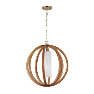 Allier Large Pendant Light Wood / Brushed Steel - FE/ALLIER/P/L LW [CLONE]