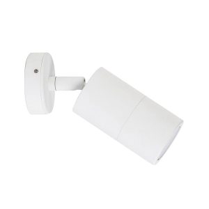 Poseidon 240V GU10 Single Adjustable Wall Pillar Light White - PG1AWH