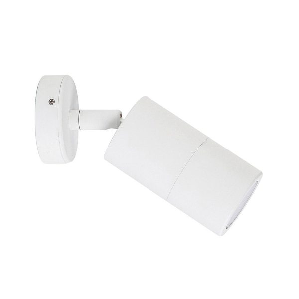 Poseidon 240V GU10 Single Adjustable Wall Pillar Light White - PG1AWH