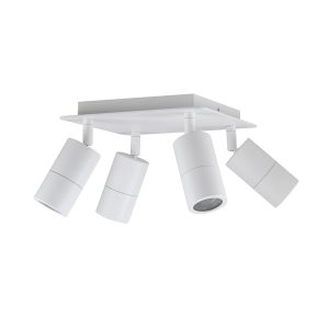 Poseidon 4 Light 240V GU10 Ceiling Spotlight Square Plate White - PG4SQWH