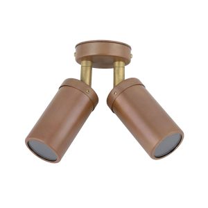 Poseidon 240V GU10 Double Adjustable Wall Pillar Light Aged Copper - PG2ACECA