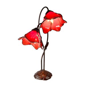 Tiffany Twin Lotus Table Lamp Red - TL-AL/8RD