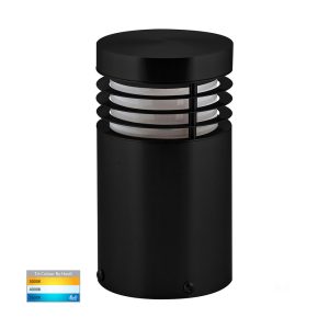 Mini 5W 12V DC LED Bollard Light Matt Black / Tri-Colour - HV1605T-BLK-12V