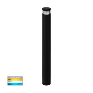 Maxi Louvre 5W 12V DC LED Bollard Light Large Matt Black / Tri-Colour - HV1618T-BLK-12V