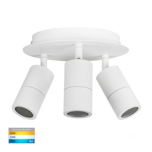 Tivah 15W 240V LED Ceiling Spotlight Round Matt White / Tri-Colour - HV4001T-3-WHT-RND