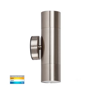 Fortis 10W 240V Up & Down LED Wall Pillar Light 304 Stainless Steel / Tri-Colour - HV1072T