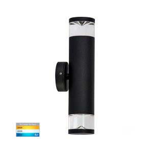 Highlite 10W 240V Up & Down LED Wall Pillar Light Matt Black / Tri-Colour - HV1089T-BLK-240V