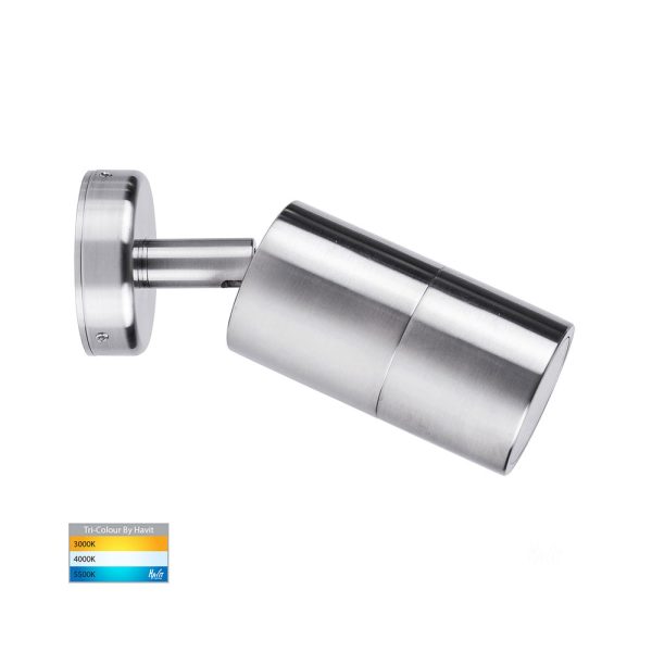 Tivah 5W 12V DC Adjustable LED Wall Pillar Light 316 Stainless Steel / Tri-Colour - HV1207MR16T