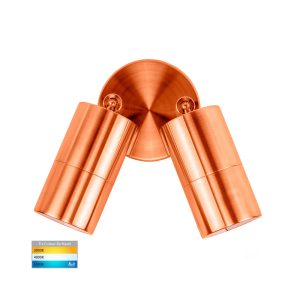 Tivah 10W 240V Double Adjustable LED Wall Pillar Light Solid Copper / Tri-Colour - HV1317GU10T