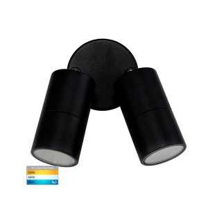 Tivah 10W 240V Double Adjustable LED Wall Pillar Light Matt Black / Tri-Colour - HV1327GU10T