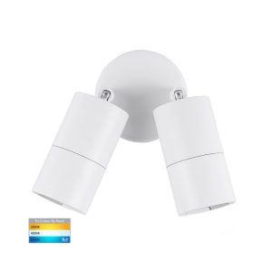 Tivah 6W/10W/14W 240V Double Adjustable LED Wall Pillar Light Matt White / Tri-Colour - HV1335T