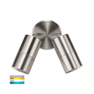 Fortis 10W 240V Double Adjustable LED Wall Pillar Light 304 Stainless Steel / Tri-Colour - HV1372T