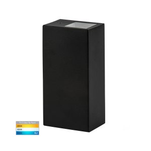 Veldi 10W 240V Up & Down LED Wall Pillar Light Matt Black / Tri-Colour - HV3633T-BLK