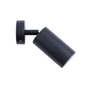 Poseidon 240V GU10 Single Adjustable Wall Pillar Light Black - PG1ABL