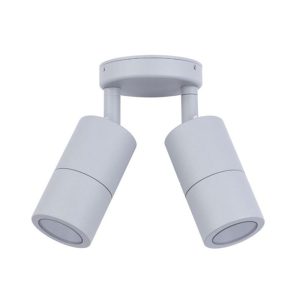 Poseidon 240V GU10 Double Adjustable Wall Pillar Light Silver - PG2ASIL