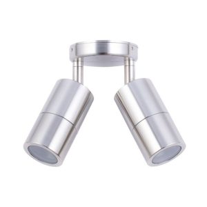 Poseidon 240V GU10 Double Adjustable Wall Pillar Light Stainless Steel - PG2ASS