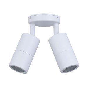 Poseidon 240V GU10 Double Adjustable Wall Pillar Light White - PG2AWH