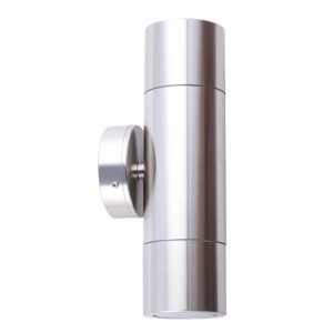 Poseidon 240V GU10 Up & Down Wall Pillar Light Anodized Aluminium - PGUDSHSIL