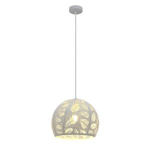 Embossed Dome Shape Pendant White - BOTANICA01