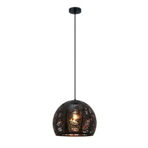 Embossed Dome Shape Pendant Black - BOTANICA02